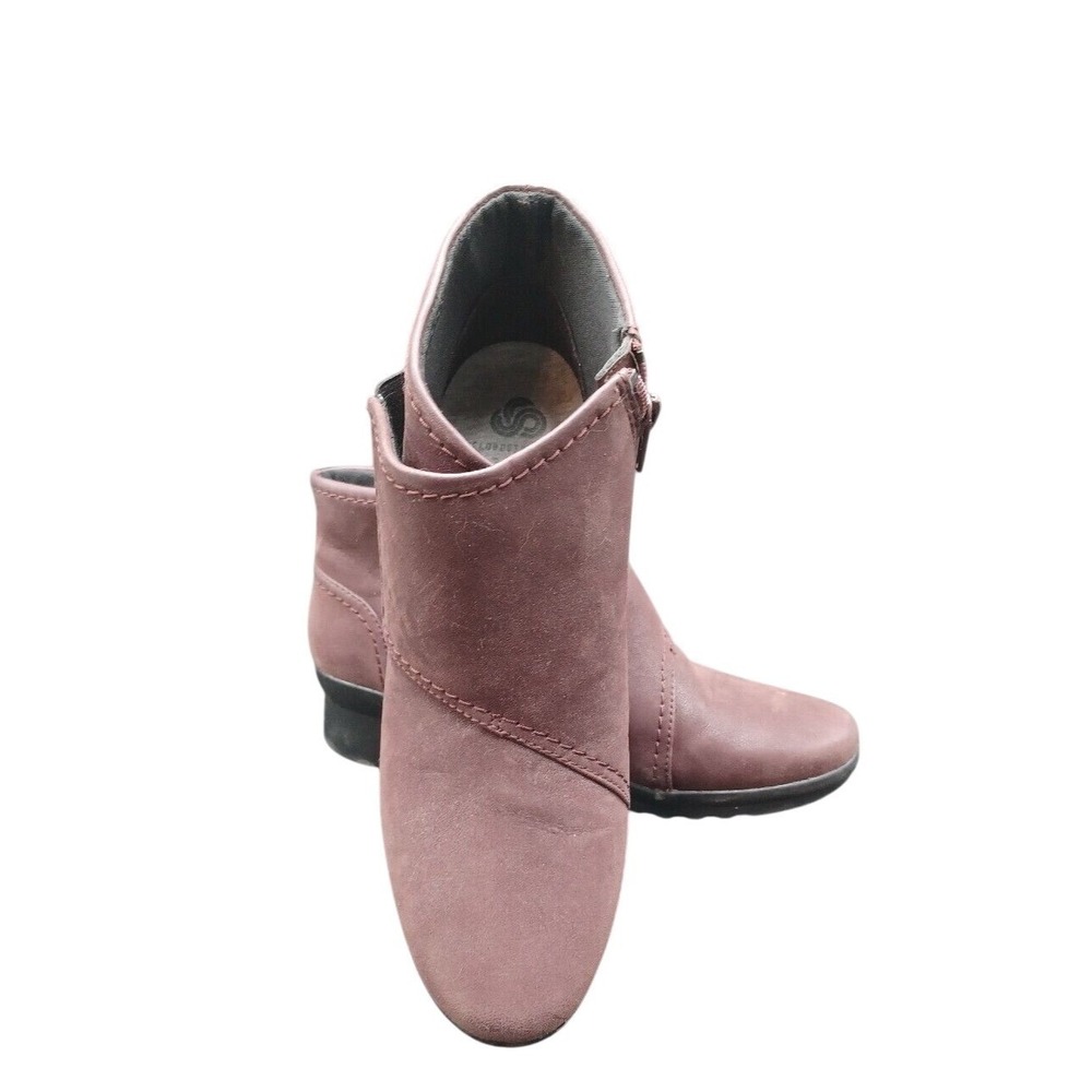 Clarks Cloudsteppers‎ Sillian Tino Burgundy Plum Ankle Boots Womens 8.5 M